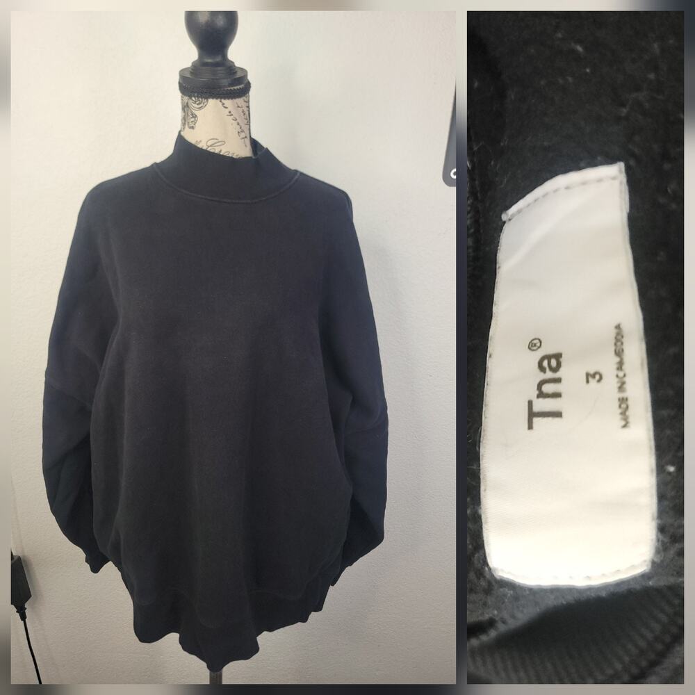 Aritzia TNA Cozy Sweater SZ 3 Mock Neck Black